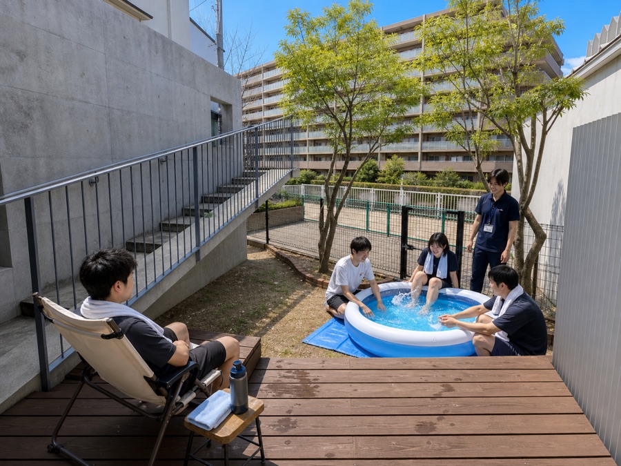 中庭での活動の様子